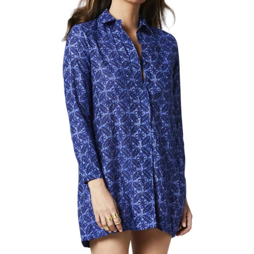 NEW ONESEASON crete cotton peggy top in royal